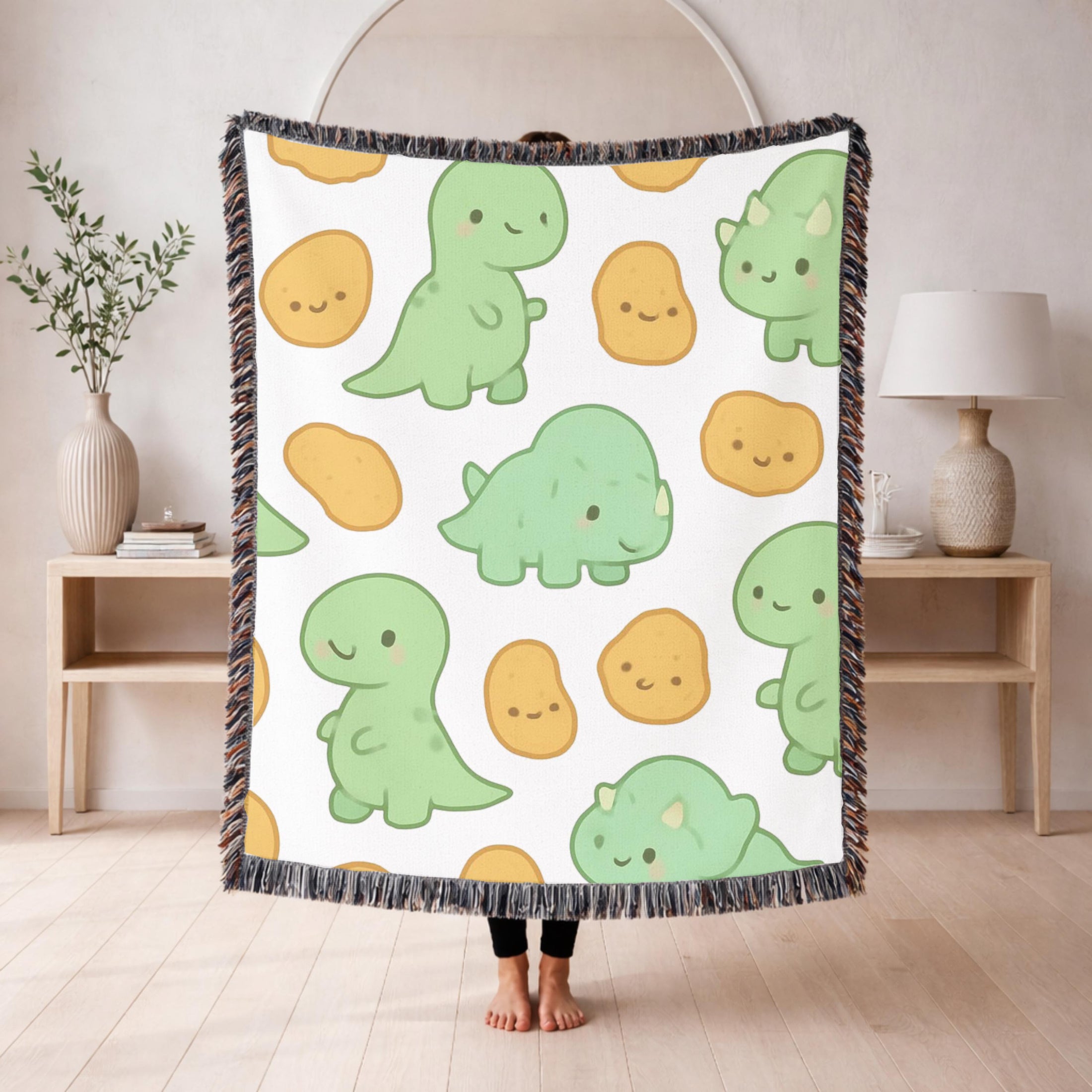 Cute Dinosaur Baby Woven Blanket Dino Nursery Blanket Kids Dinosaur Blanket Toddler Blanket Dinosaur Gift Baby Shower Gift
