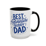 Best Adventure Buddy Dad Coffee Mug, Father's Day Gift from Kids, Travel and Hiking Outdoor Papa Ceramic Tea Cup with Black Handle