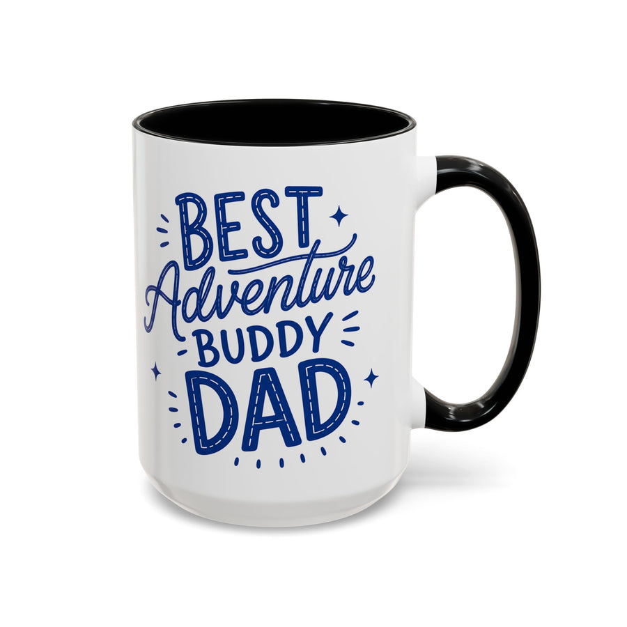 Best Adventure Buddy Dad Coffee Mug, Father's Day Gift from Kids, Travel and Hiking Outdoor Papa Ceramic Tea Cup with Black Handle