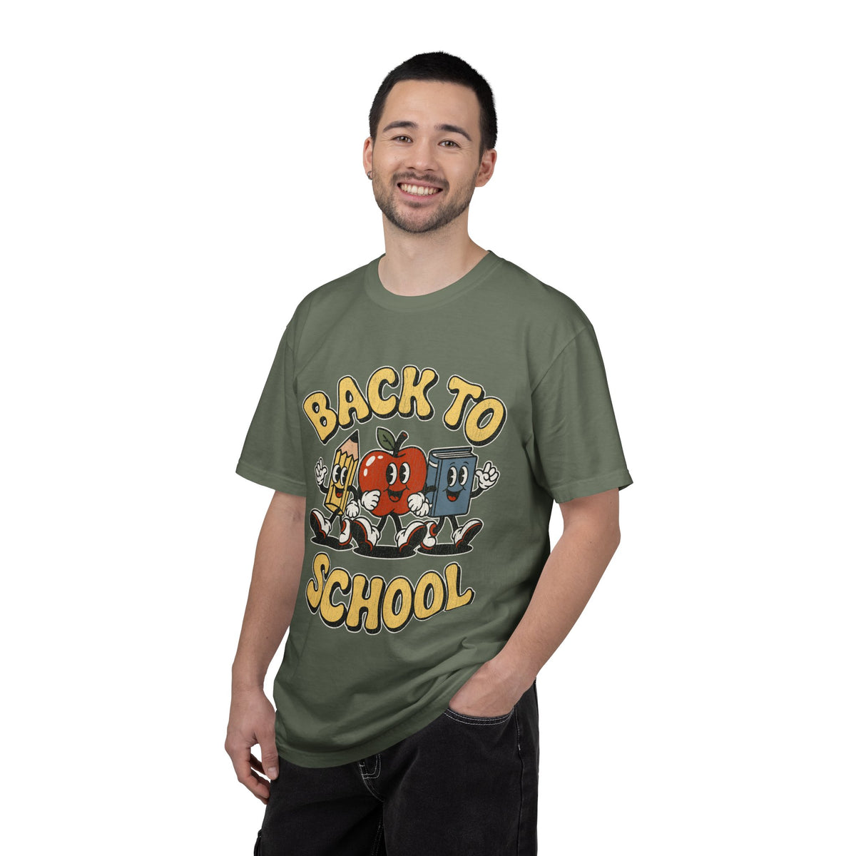 Back to School T-Shirt, Retro Apple Pencil and Book Graphic Tee, Teacher Shirt, First Day Classroom Outfit, Educator Gift, School Staff Top