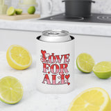 Love for All Can Cooler, Retro Pixel Heart Drink Sleeve, LGBTQ Pride Gift, Cute Summer Party Favor, Inclusive Gift for Friends