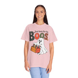 Funny Halloween Ghost Shirt, Where My Boos At Graphic Tee, Spooky Season Drinking Gift for Beer Lover, Fun Adult Costume Party Outfit
