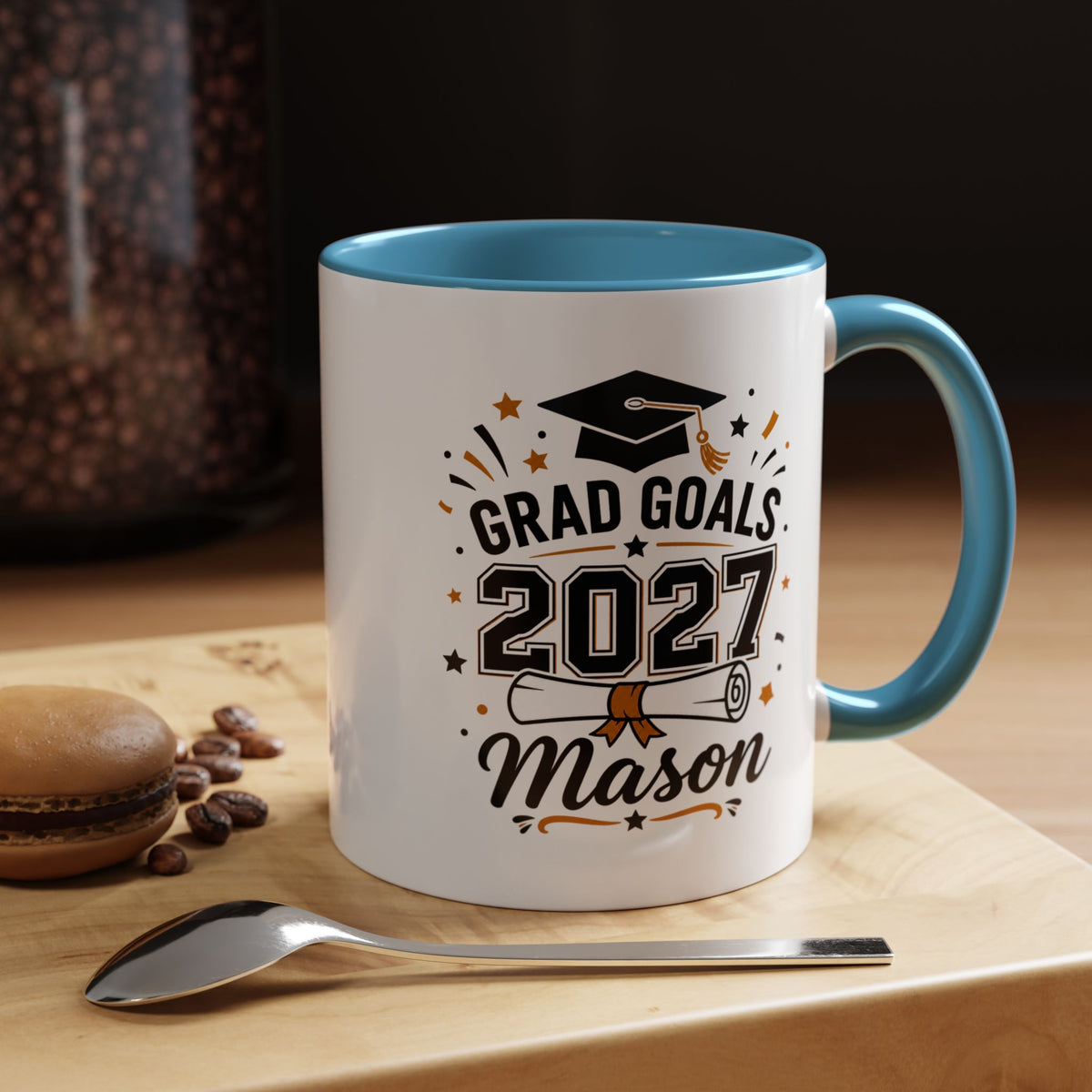 Personalized Graduation Mug, Grad Goals 2027 Coffee Cup, Custom Name Gift for Him, High School or College Senior, Proud Family Present