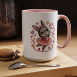 Ballerina Bunny Mug, Rabbit in a Pink Tutu with Flowers and Ribbons, Ballet Recital Gift for a Daughter or Dance Lover's Birthday Surprise