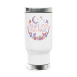 Floral Stainless Steel Travel Mug, Create Your Own Magic Cup, Butterfly and Moon Drinkware, Inspirational Gift for Her