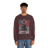 Stand for the Flag Kneel for the Cross Sweatshirt, Patriotic Christian Crewneck, American Flag Pullover, Faith Gift, Fourth of July Top