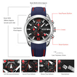 Megir Men's Chronograph Analog Quartz Watch with Date, Luminous Hands, Waterproof Silicone Rubber Strap Wristswatch