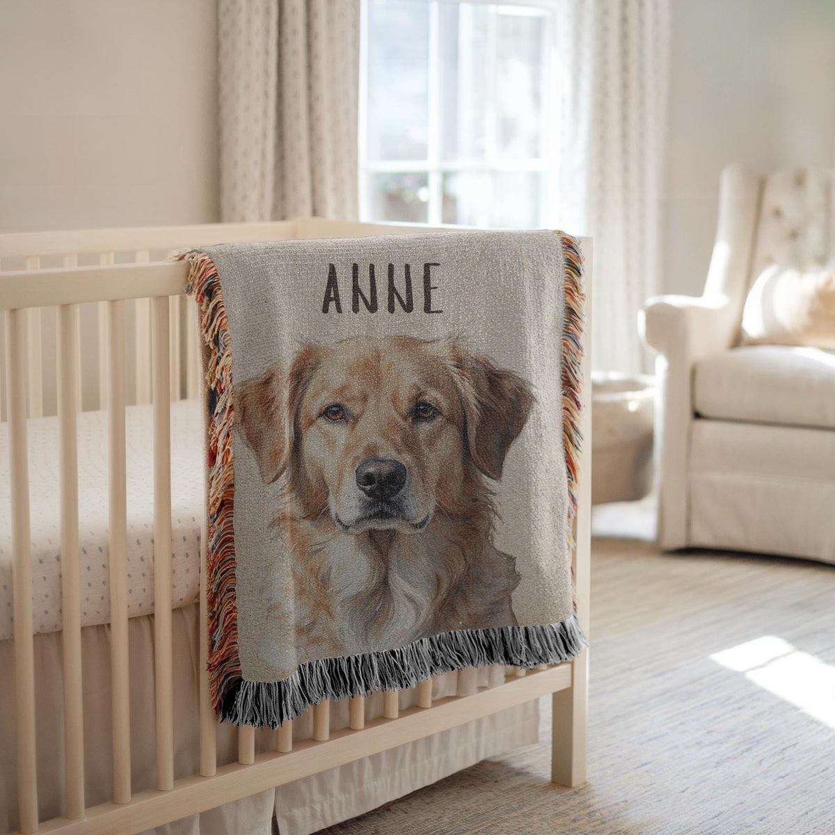 Dog Portrait Woven Blanket Personalized Pet Blanket Golden Retriever Gift Dog Lover Memorial Gift