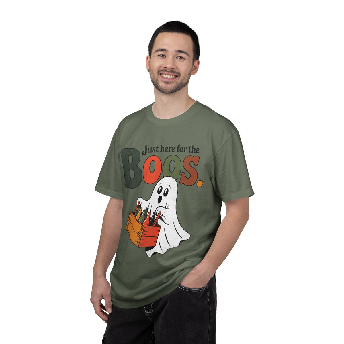 Funny Halloween Ghost Shirt, Where My Boos At Graphic Tee, Spooky Season Drinking Gift for Beer Lover, Fun Adult Costume Party Outfit