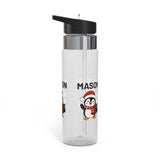 Custom Penguin Name Water Bottle, Personalized Christmas Drink Bottle for Kids, Cute Winter School Bottle, Holiday Gift for Boys and Girls