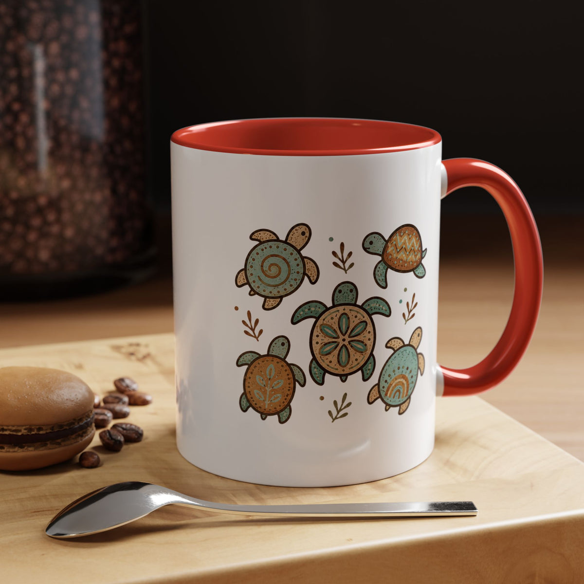 Sea Turtle Mug, Boho Coastal Coffee Cup, Ocean Animal Lover Gift, Beach House Kitchen Decor, Unique Birthday Present for Marine Life Fan