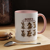 Boss's Guide to Troubleshooting Coffee Mug, Funny Office Joke Gift for Coworkers, Sarcastic Donkey Jackass Ceramic Tea Cup with Dark Blue Handle