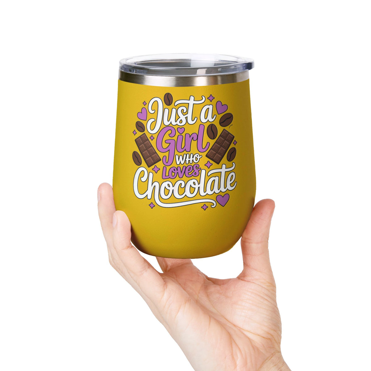 Chocolate Lover Wine Tumbler, Just a Girl Who Loves Chocolate, Cute Sweet Treat Tumbler, Dessert Lover Gift for Her, Coffee Lover Gift