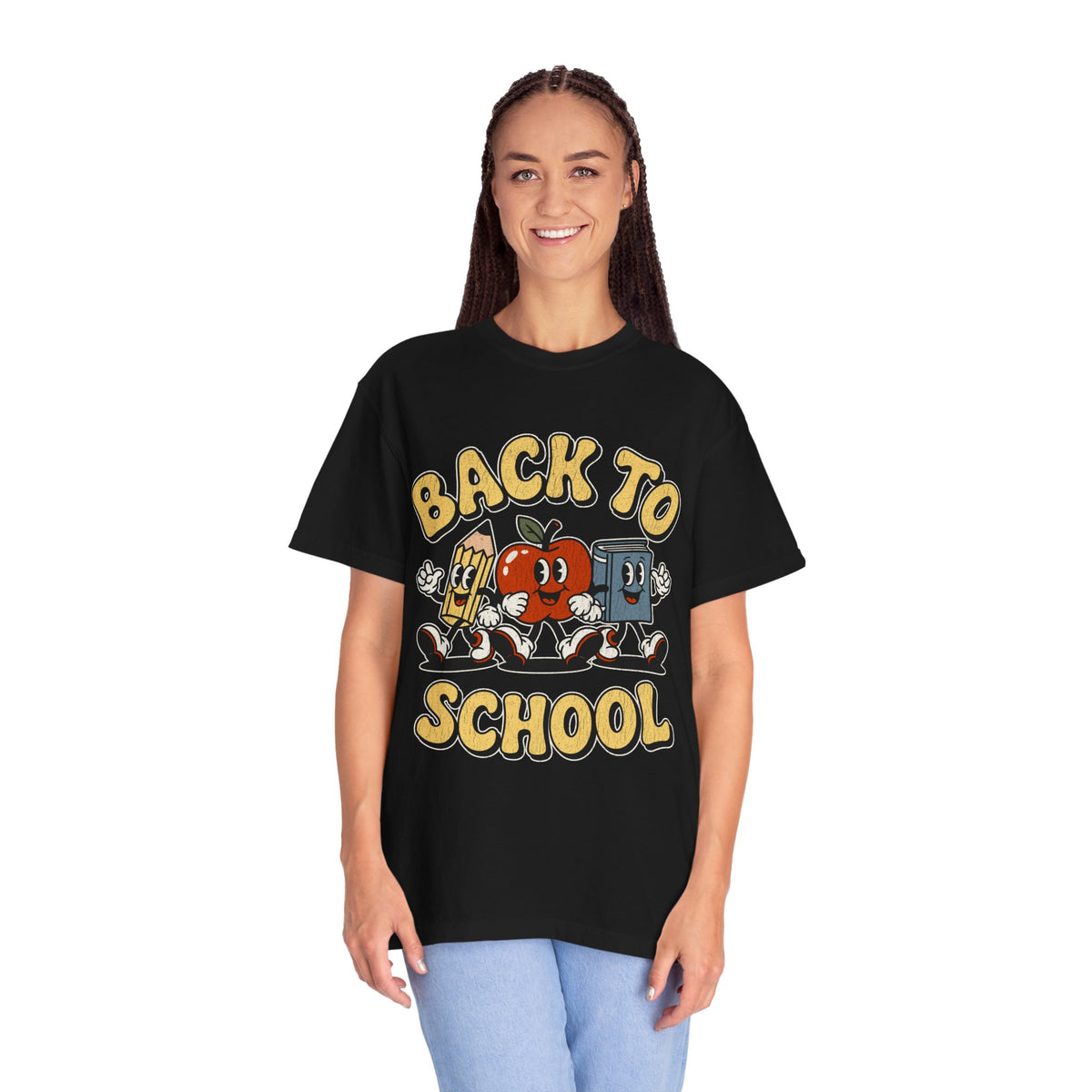Back to School T-Shirt, Retro Apple Pencil and Book Graphic Tee, Teacher Shirt, First Day Classroom Outfit, Educator Gift, School Staff Top