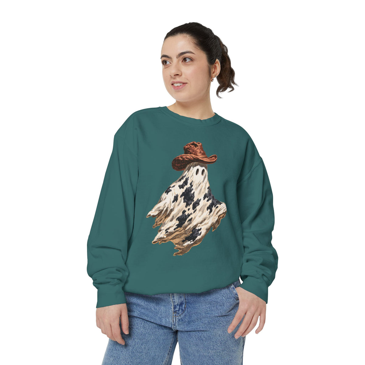 Western Ghost Halloween Sweatshirt, Cowboy Hat Spooky Pullover, Cute Vintage Fall Gift for Cowgirl, Country October Outfit for Women