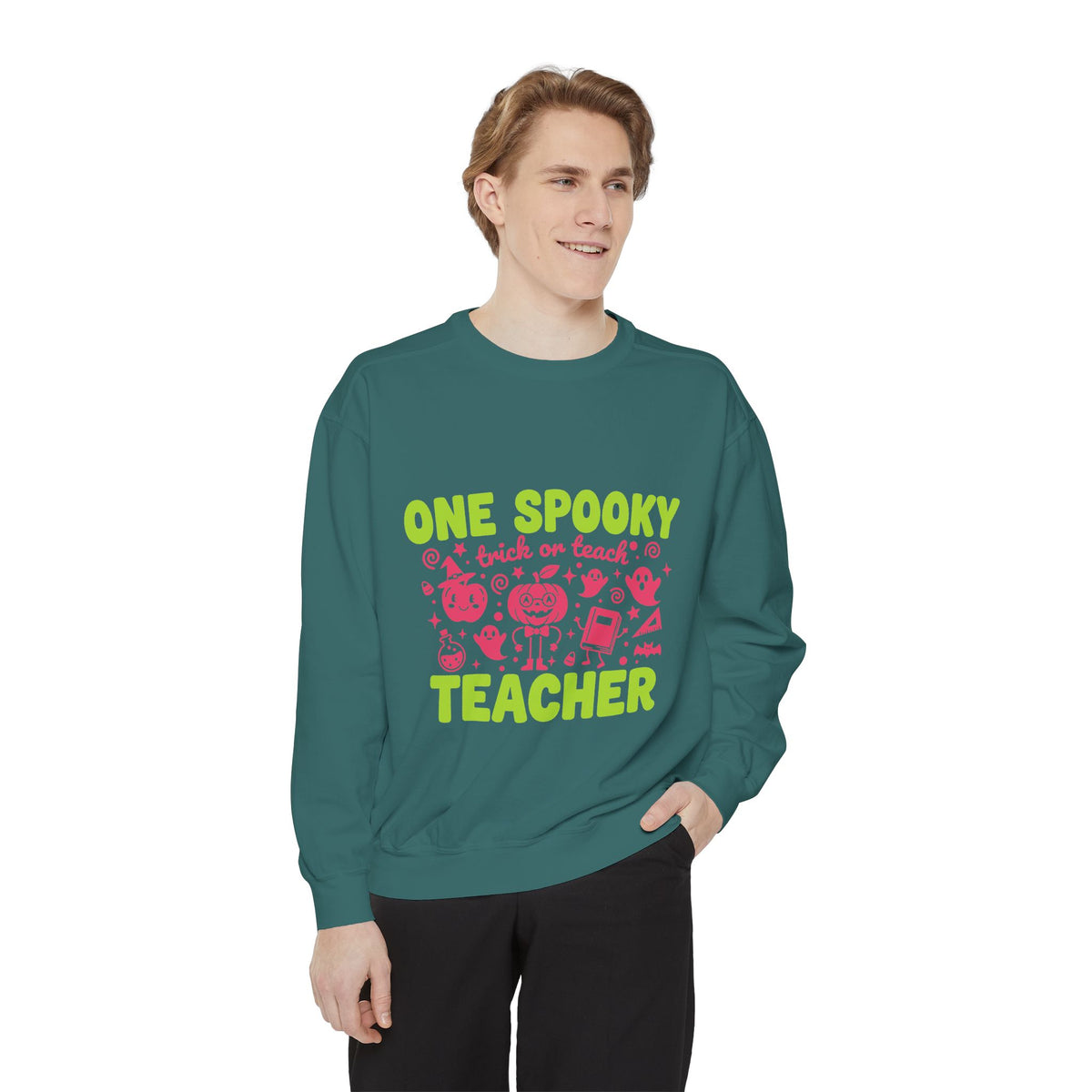 One Spooky Teacher Sweatshirt, Trick or Teach Halloween Crewneck, Cute Educator Gift, Spooky Classroom Shirt, Cute Fall School Outfit
