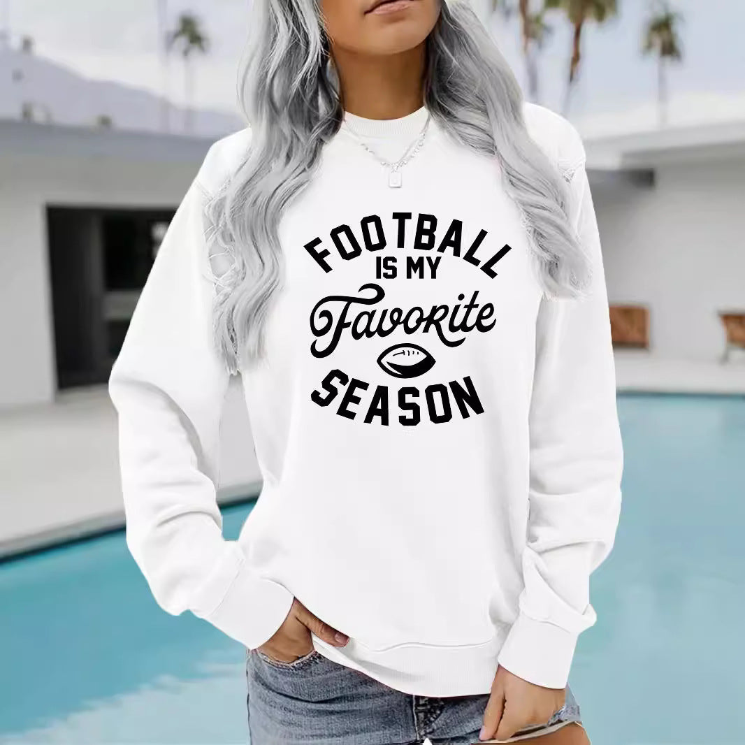 Round neck FOOTBALL printed pullover sweatshirt sweatshirt