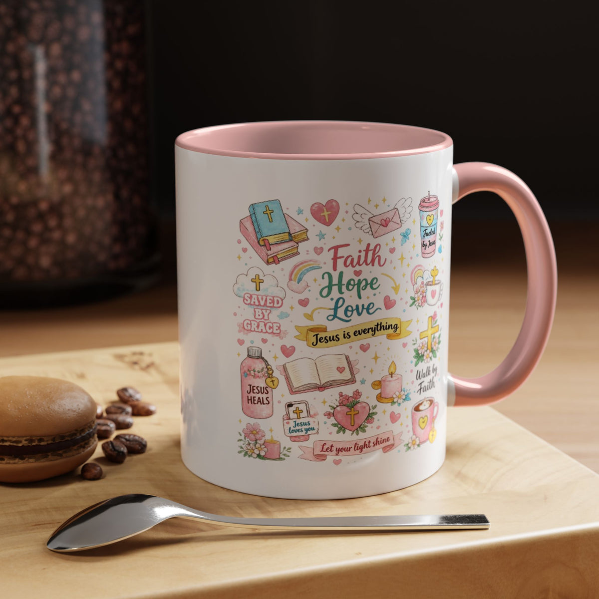 Christian Faith Hope Love Mug, Inspirational Bible Verse Coffee Mug, Jesus Is Everything Gift, Religious Mug for Women