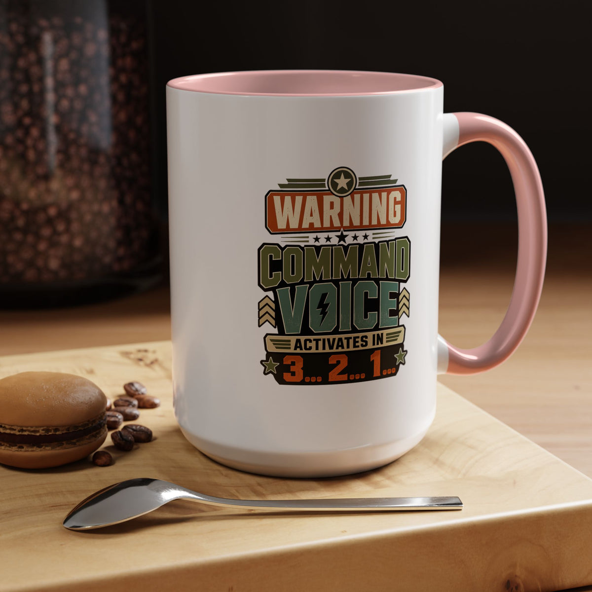 Funny Military Command Voice Mug, Warning Countdown Coffee Cup, Army Dad or Veteran Gift for Him, Retirement Birthday Humor Present