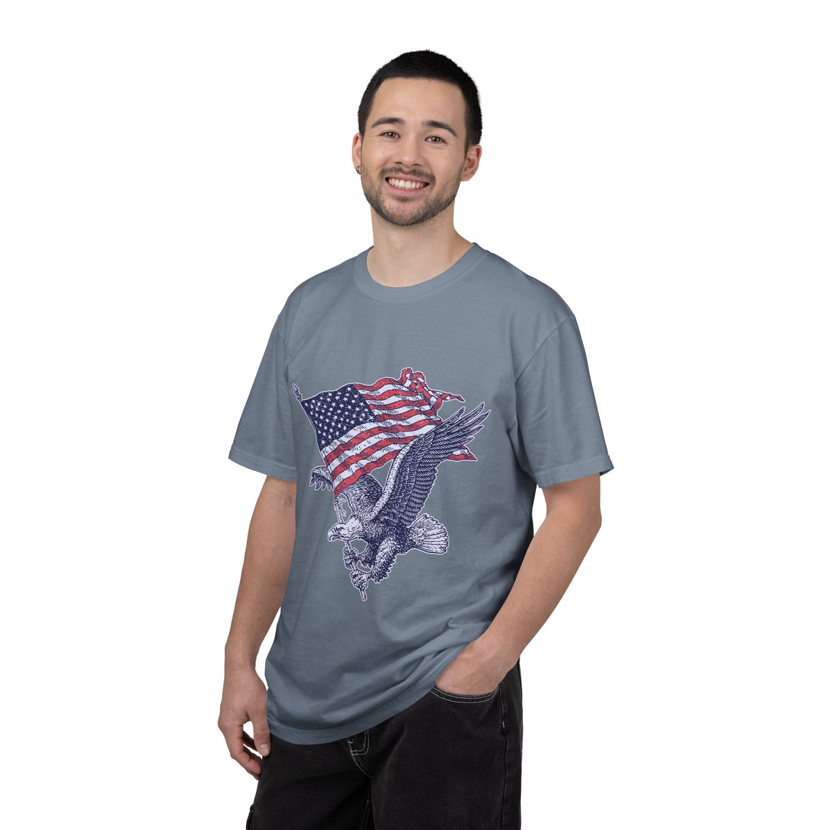 Bald Eagle American Flag Shirt, Retro Patriotic Graphic, Gift for USA Pride Fans, Fourth of July Celebrations and Everyday Clothing