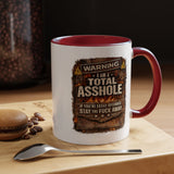 Funny Adult Humor Mug, Warning Total Asshole Coffee Mug, Sarcastic Gift for Men, Offensive Humor Cup, Funny Friend Gift