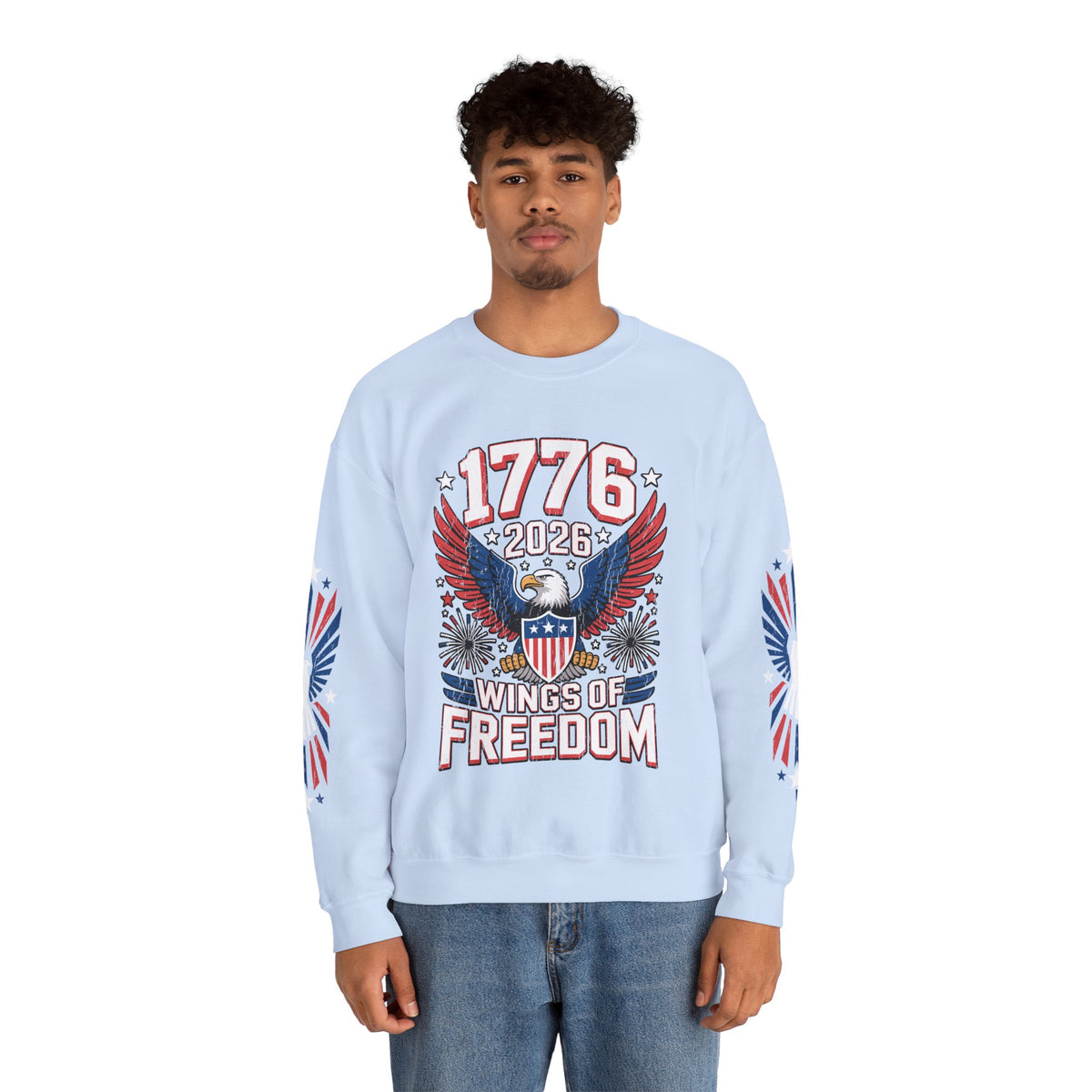 1776 Wings of Freedom Sweatshirt, Patriotic Eagle Pullover, American Flag Crewneck, USA 250th Anniversary Gift, Fourth of July Top