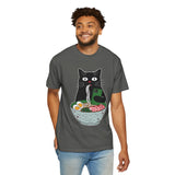 Black Cat Ramen Shirt Comfort Colors Tee, Funny Cat Lover Graphic Shirt, Introvert Cat Eating Noodles Tee, Japanese Foodie Gift