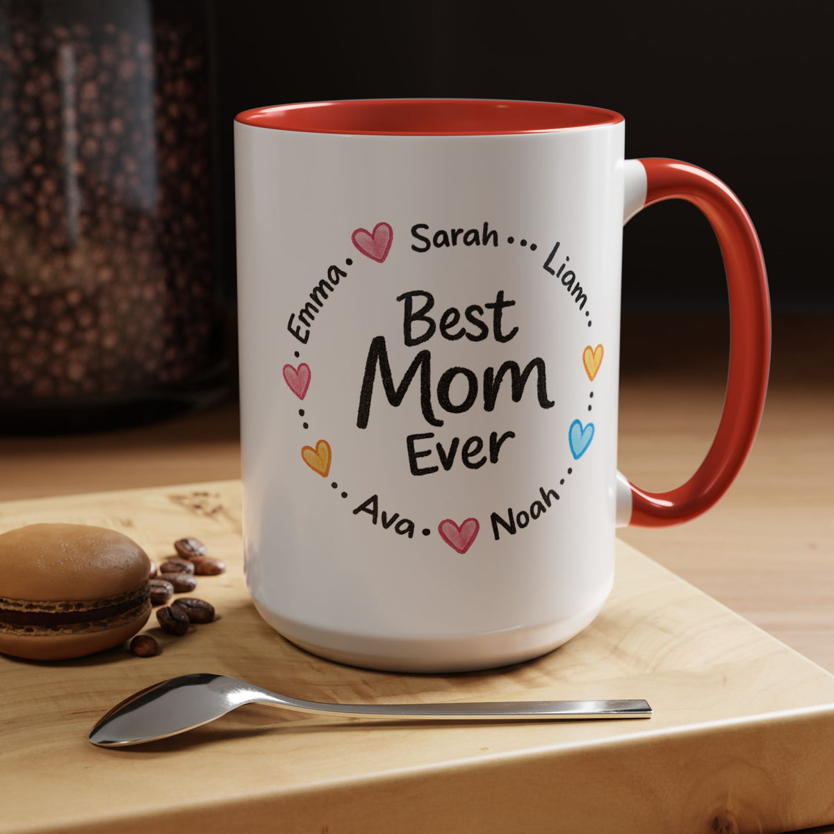 Personalized Best Mom Ever Mug, Custom Kids Names Coffee Mug, Mother's Day Gift for Mom, Grandma Gift, Family Keepsake Cup