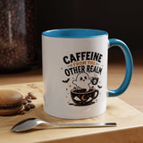 Halloween Ghost Coffee Mug, Caffeine From the Other Realm Black Accent Cup, Funny Spooky Gift for Coffee Lover, Barista or Coworker