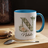 Personalized Monogram Mug with Custom Name, Floral Initial Coffee Mug for Women, Custom Letter Cup, Birthday Gift for Her, Bridesmaid Gift