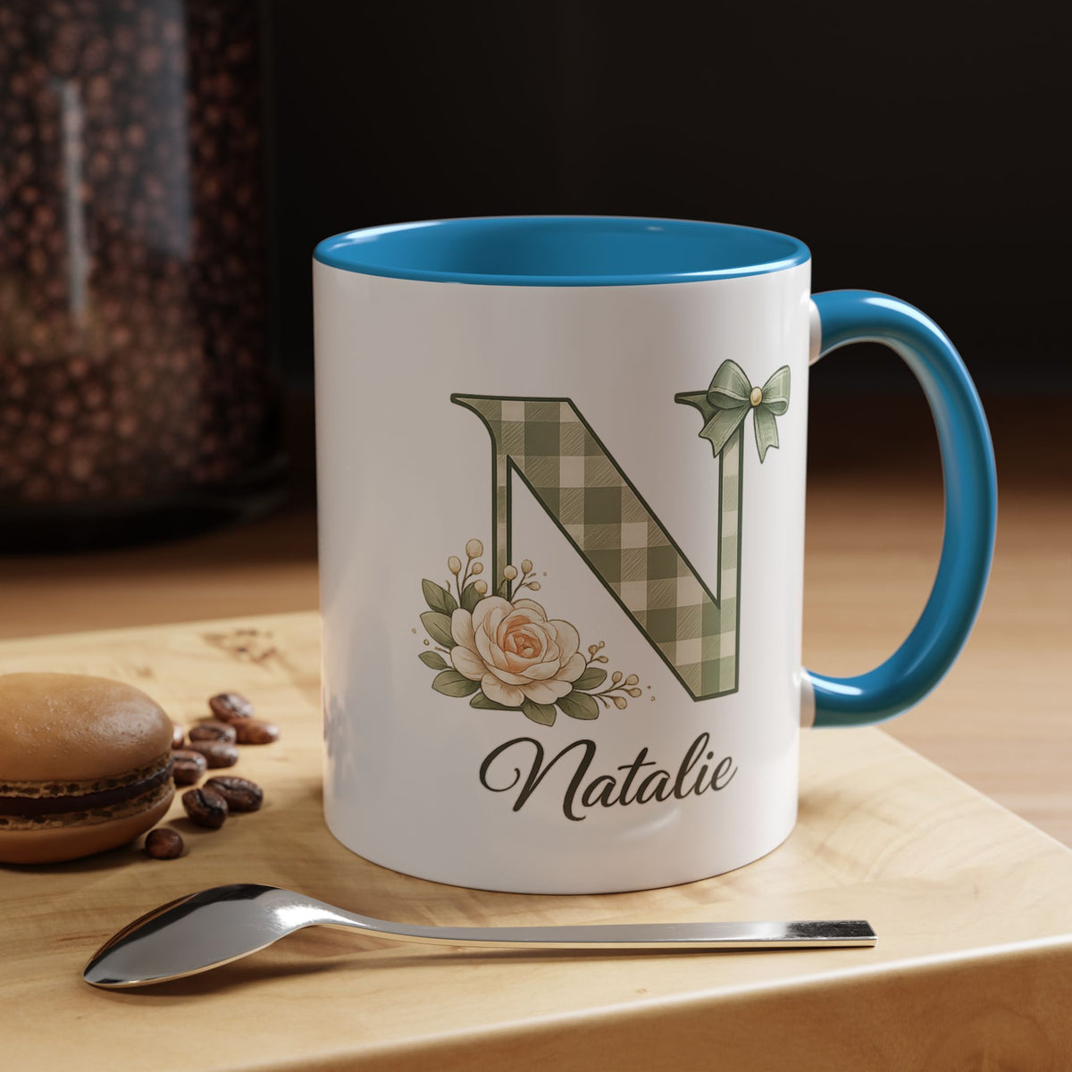 Personalized Monogram Mug with Custom Name, Floral Initial Coffee Mug for Women, Custom Letter Cup, Birthday Gift for Her, Bridesmaid Gift