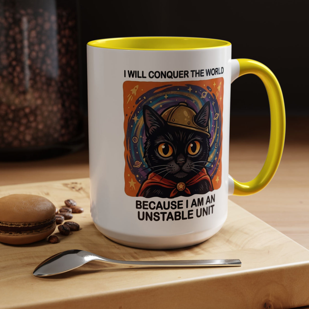 Funny Black Cat Coffee Mug, Unstable Unit Cat Mug, Sarcastic Cat Lover Gift, Introvert Humor Mug, Quirky Cat Mom Coffee Cup