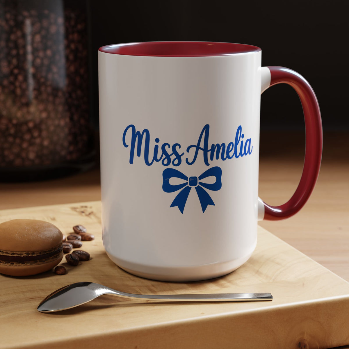 Personalized Teacher Name Mug, Custom Teacher Coffee Mug with Bow Design, Teacher Appreciation Gift, Classroom Desk Mug for Educators
