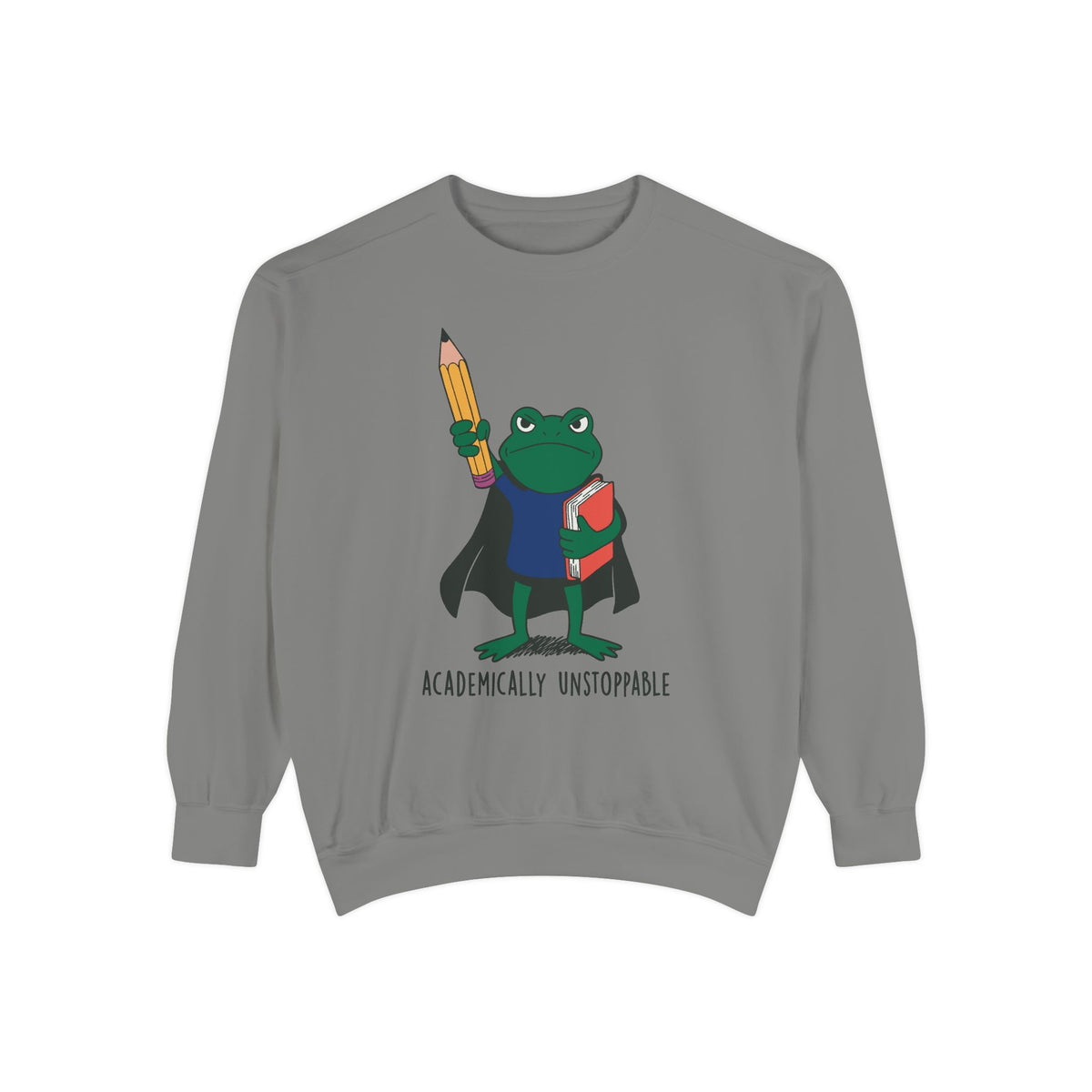 Academically Unstoppable Frog Sweatshirt, Funny Teacher Shirt, Book Lover Gift for Educator, Back to School Outfit, Classroom Crewneck