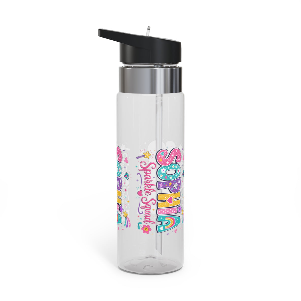 Personalized Girls Water Bottle, Custom Name Kids Gift, Cute Girl Birthday Present, Sparkle Water Bottle for Young Girls