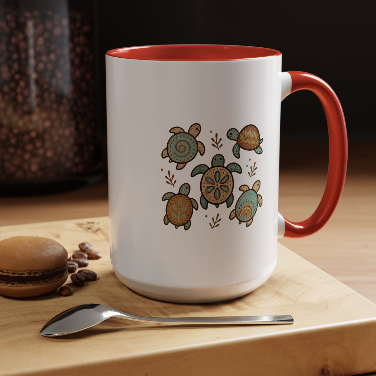 Sea Turtle Mug, Boho Coastal Coffee Cup, Ocean Animal Lover Gift, Beach House Kitchen Decor, Unique Birthday Present for Marine Life Fan