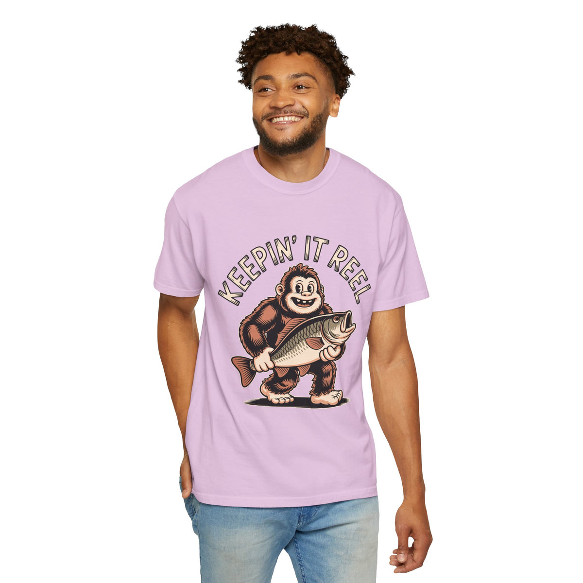 Funny Sasquatch Fishing Comfort Colors Shirt, Keepin It Reel Bigfoot Angler Tee, Fisherman Gift Shirt, Lake Life Outdoor Graphic Tee