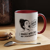 Funny Coffee Lover Mug, Caffeine Incoming Coffee Cup, Handle With Care Mug, Funny Coworker Gift, Office Humor Mug for Women