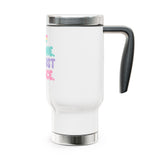 Funny Sarcastic Travel Mug with Handle, I'm Fine It's Just My Face Pastel Quote, Coffee Lover Gift for a Best Friend or Office Coworker