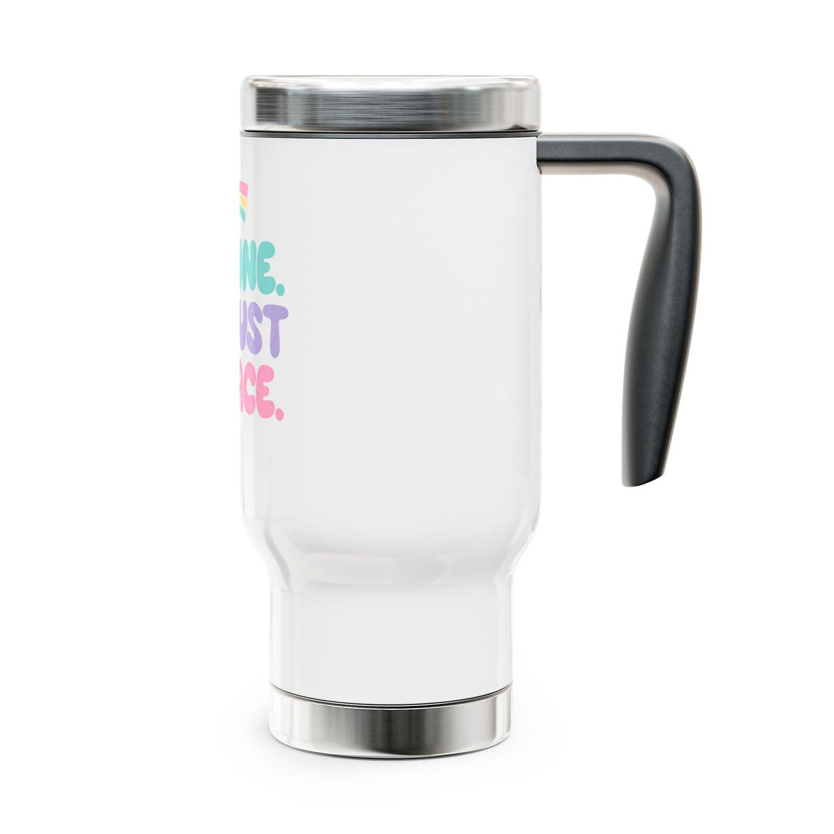 Funny Sarcastic Travel Mug with Handle, I'm Fine It's Just My Face Pastel Quote, Coffee Lover Gift for a Best Friend or Office Coworker