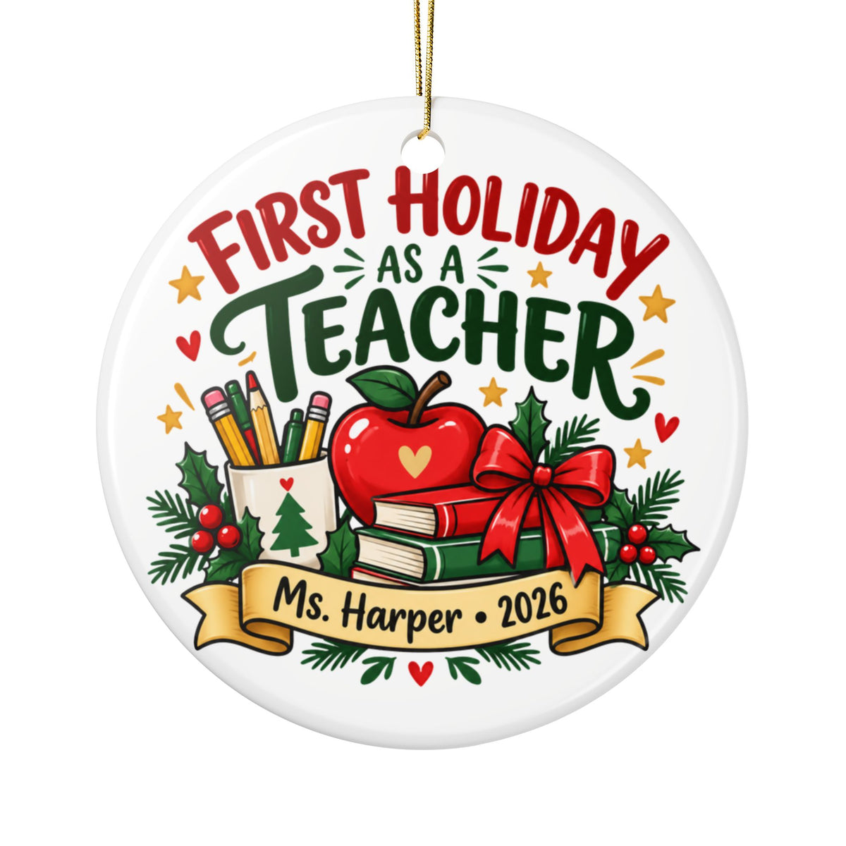 Personalized First Holiday as a Teacher Ornament, New Teacher Christmas Gift, First Year Teaching Keepsake, Custom Educator Gift 2026