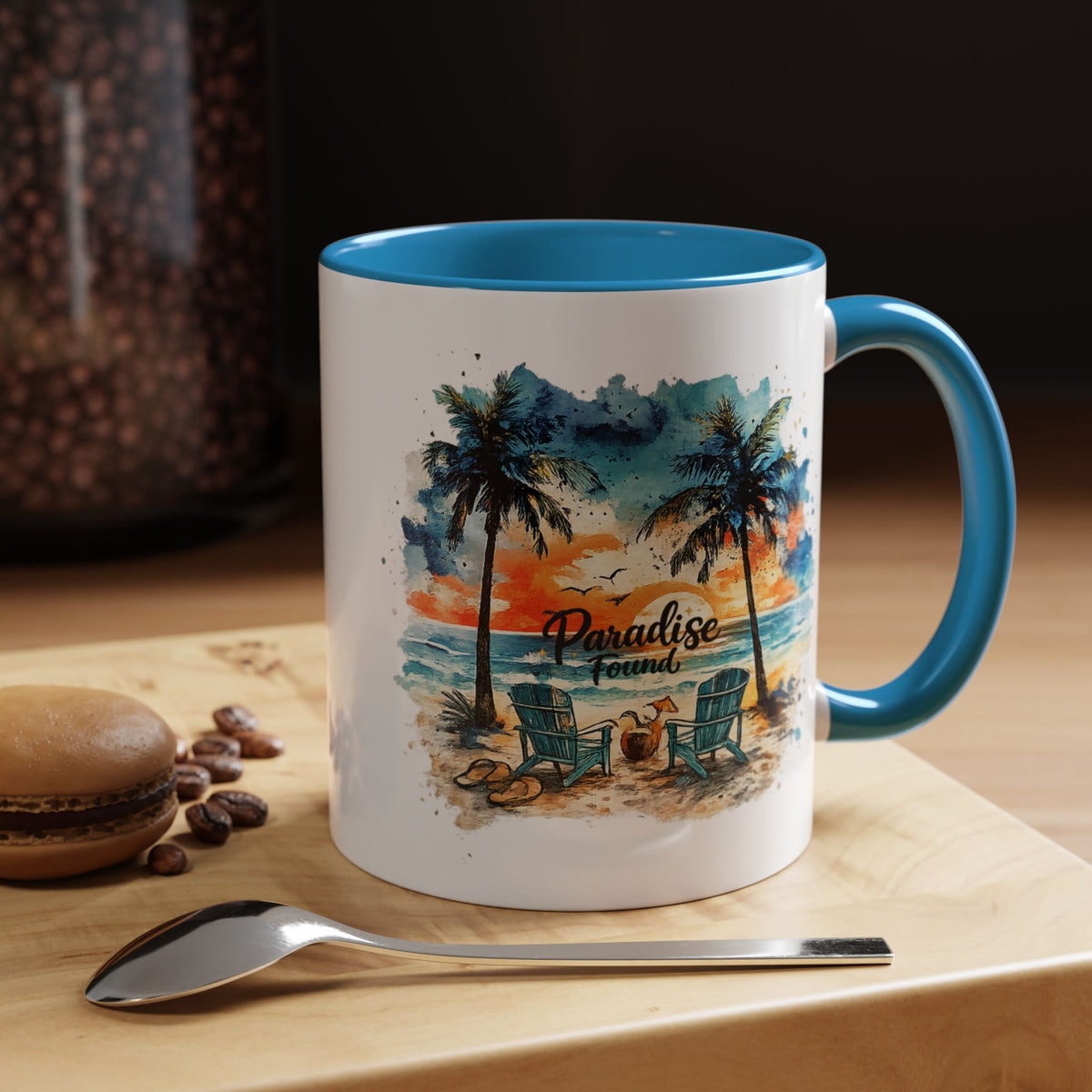 Tropical Beach Paradise Coffee Mug, Coastal Vacation Mug, Paradise Found Beach Lover Gift, Ocean Sunset Coffee Cup, Island Life Mug