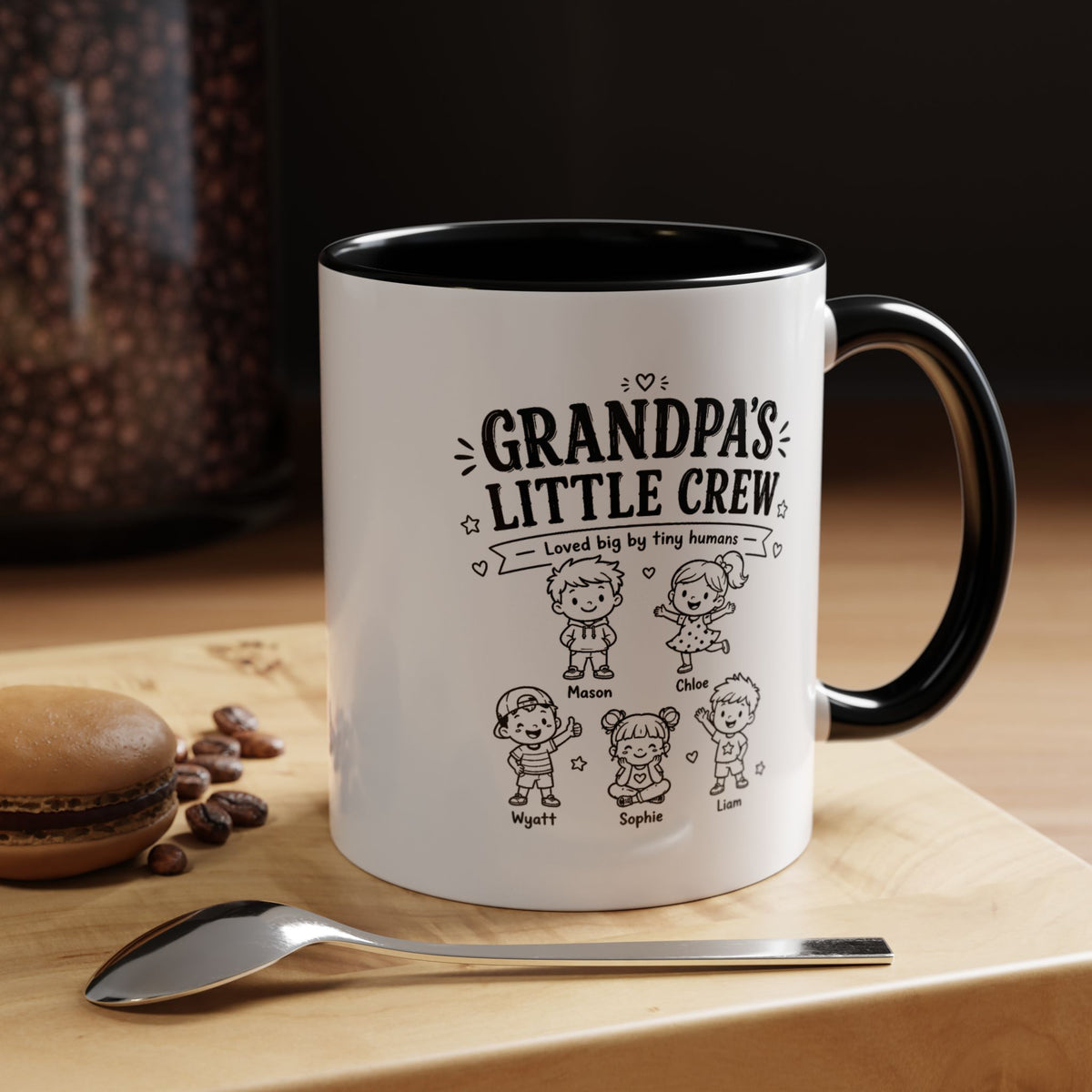 Personalized Grandpa Mug, Grandpa's Little Crew Coffee Cup, Grandchildren Name Gift, Father's Day Present, Family Birthday Keepsake