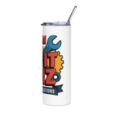 Mechanic Skinny Tumbler, Team Fix It Boiz Wrench and Gear Design, Workshop Drinkware Gift for a Handyman, Dad or Repair Crew Team Member