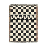 Black and White Checkerboard Blanket, Ghost Pattern Woven Throw, Gothic Room Decor, Spooky Home Accent, Alternative Gift for Teens