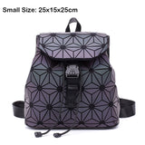 Women Backpack Luminous Geometric Plaid Sequin Female Backpacks For Teenage Girls Bagpack Drawstring Bag Holographic Backpack