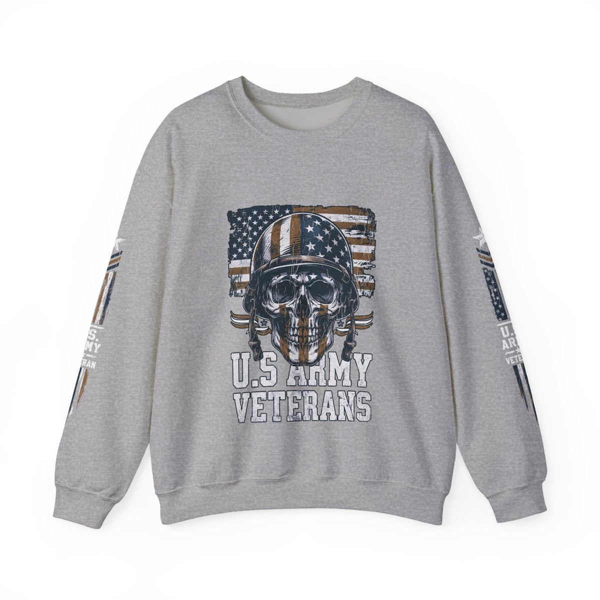 US Army Veterans Sweatshirt, Military Skull Crewneck, American Flag Veteran Pullover, Army Veteran Gift, Memorial Day or Veterans Day
