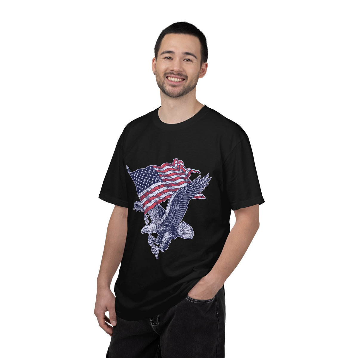 Bald Eagle American Flag Shirt, Retro Patriotic Graphic, Gift for USA Pride Fans, Fourth of July Celebrations and Everyday Clothing
