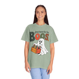 Funny Halloween Ghost Shirt, Where My Boos At Graphic Tee, Spooky Season Drinking Gift for Beer Lover, Fun Adult Costume Party Outfit