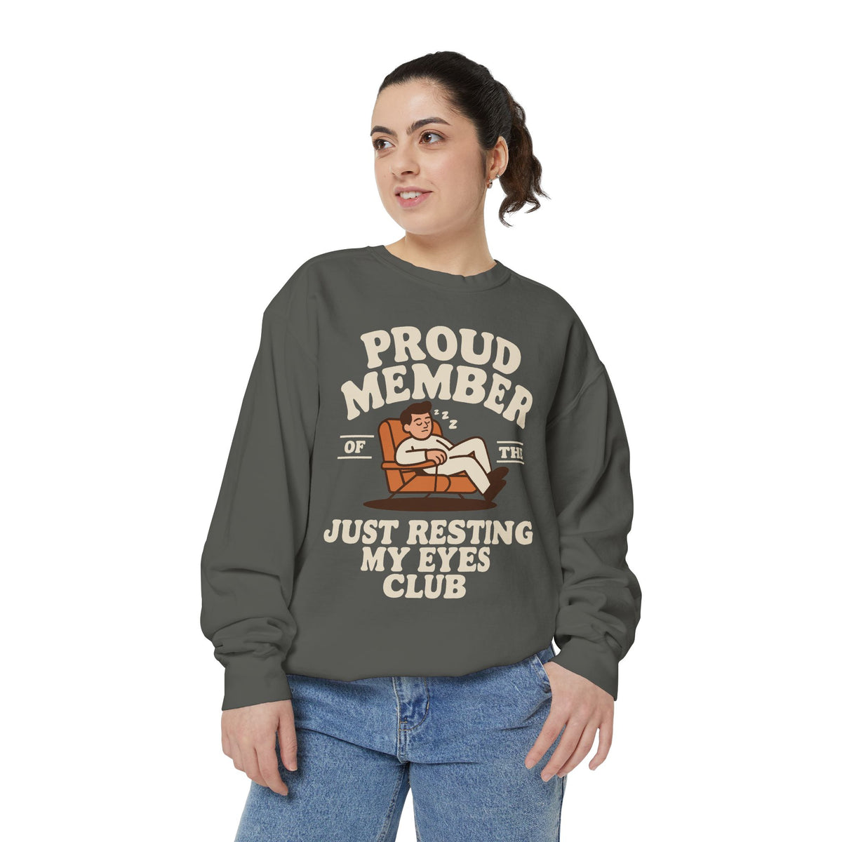Funny Just Resting My Eyes Club Comfort Colors Sweatshirt, Tired Parent Crewneck, Sleep Lover Gift, Introvert Humor Pullover